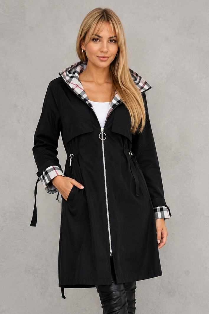 Mabel abrigo impermeable con capucha negro