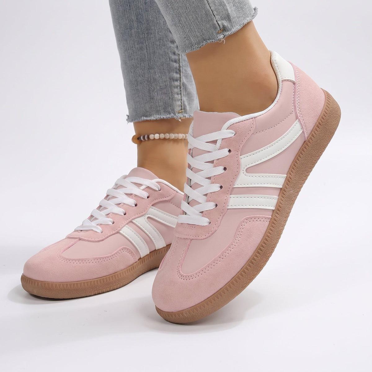 Marbella zapatillas retro rosas con suela de goma