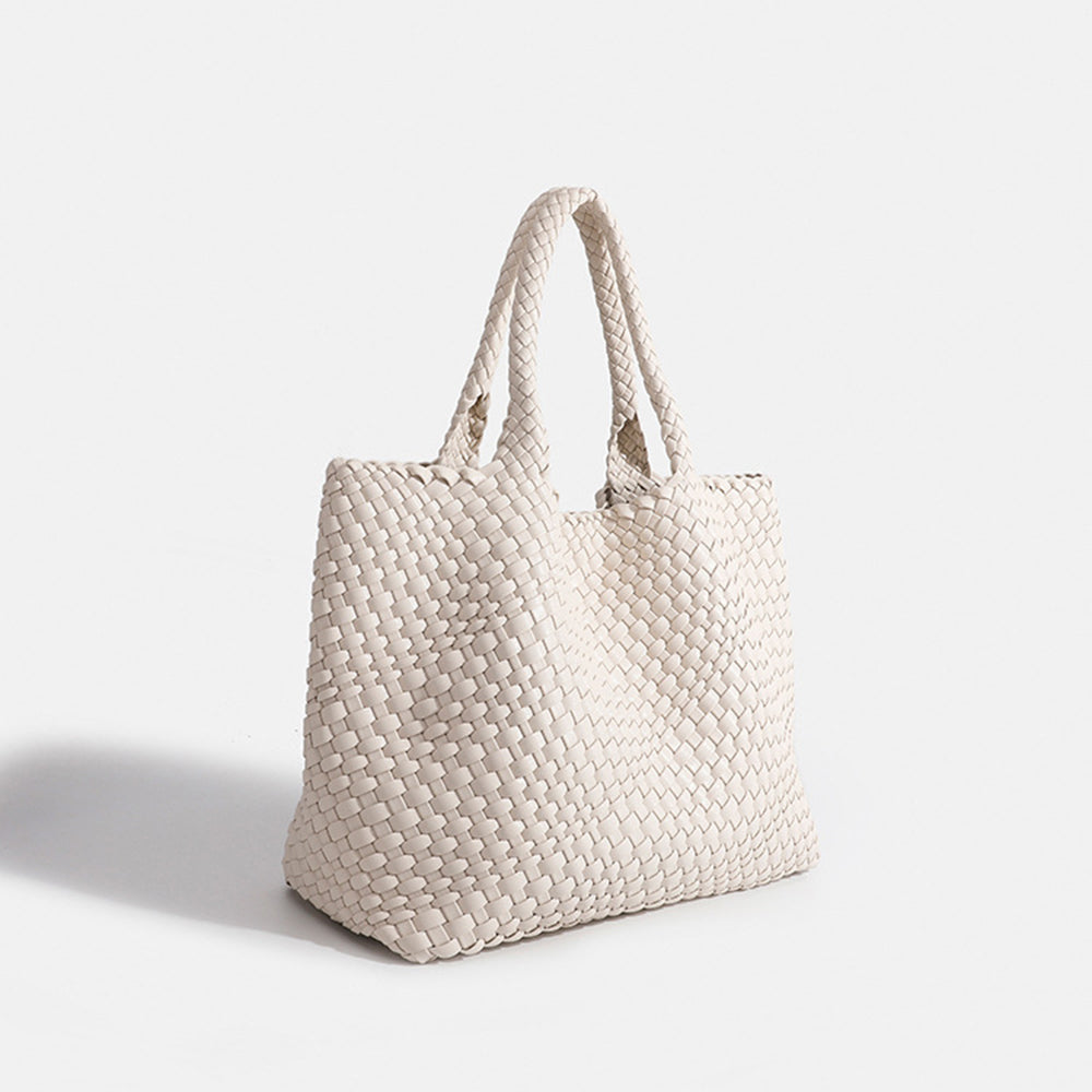 Marcelina bolso shopper trenzado blanco roto