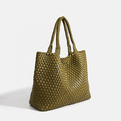 Marcelina bolso shopper trenzado verde oliva