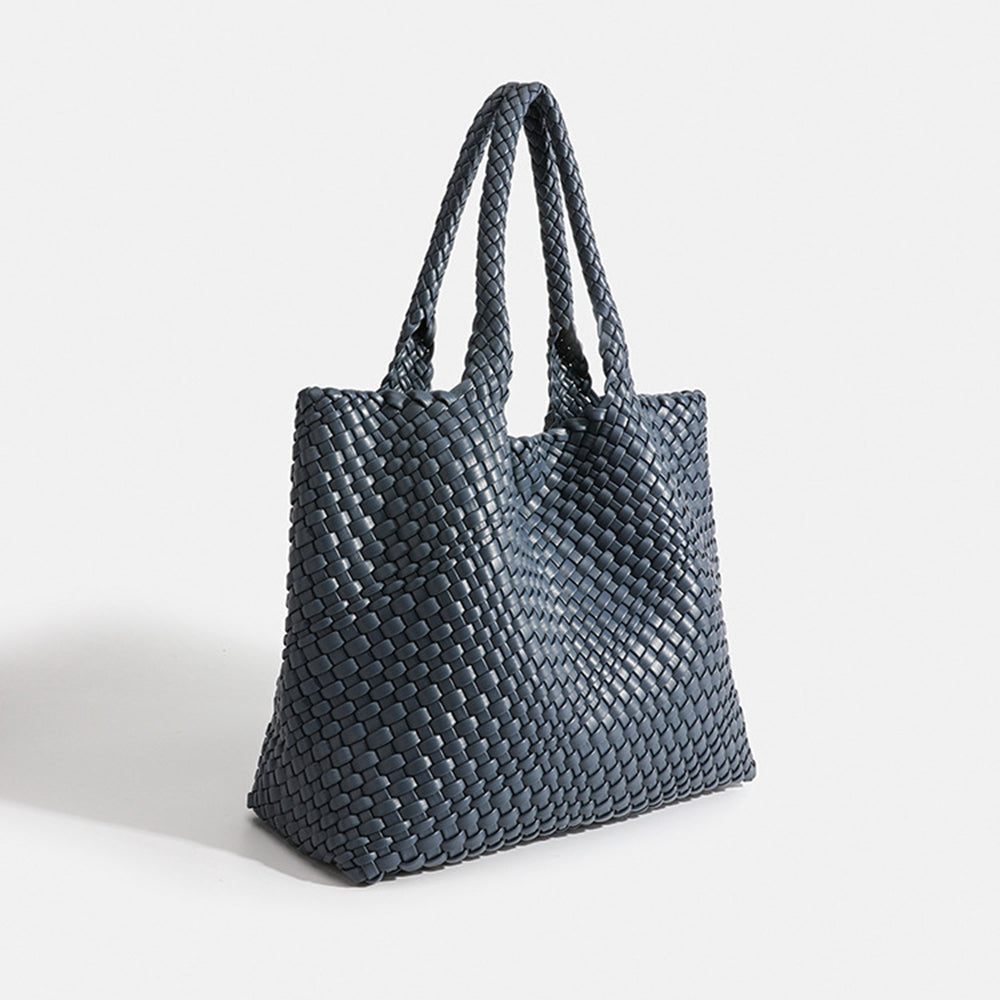 Marcelina bolso shopper trenzado gris metalizado