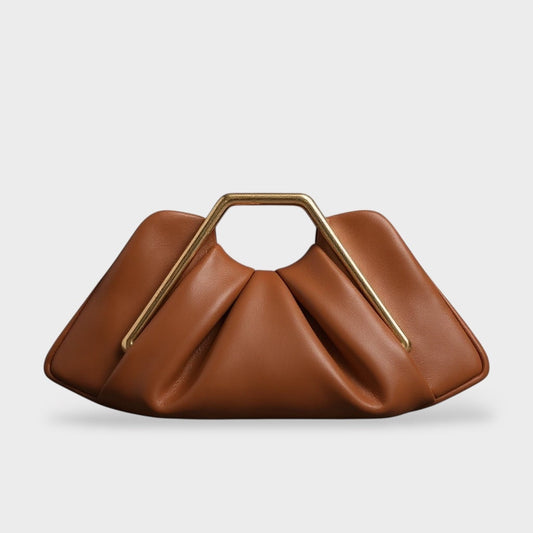 Marta bolso clutch plisado marrón siena