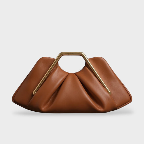 Marta | Bolso Clutch Plisado con Asa Dorada