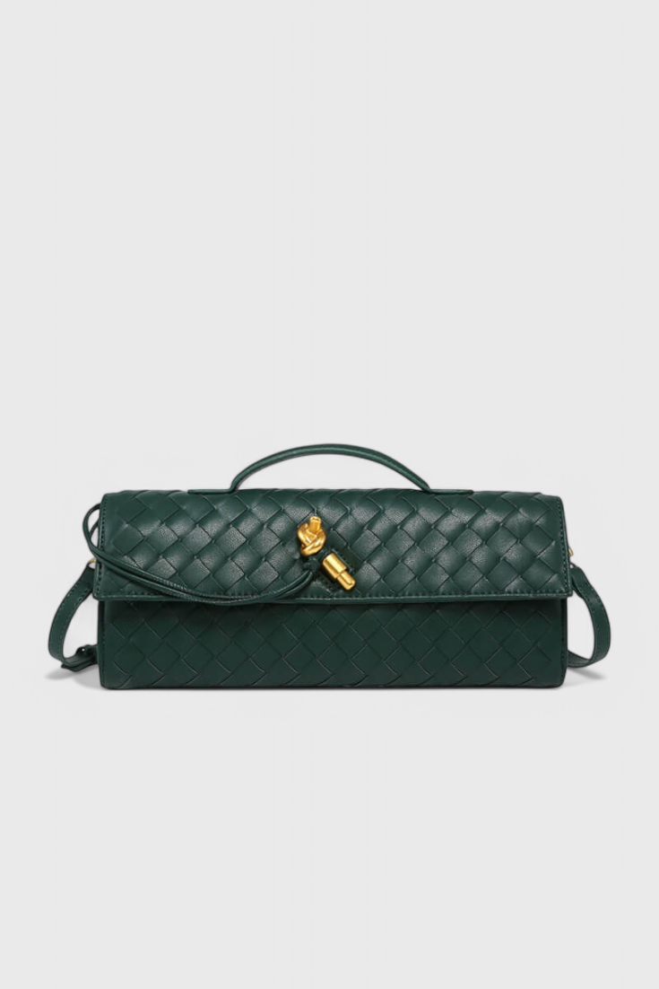 Melania bolso clutch con nudo dorado verde