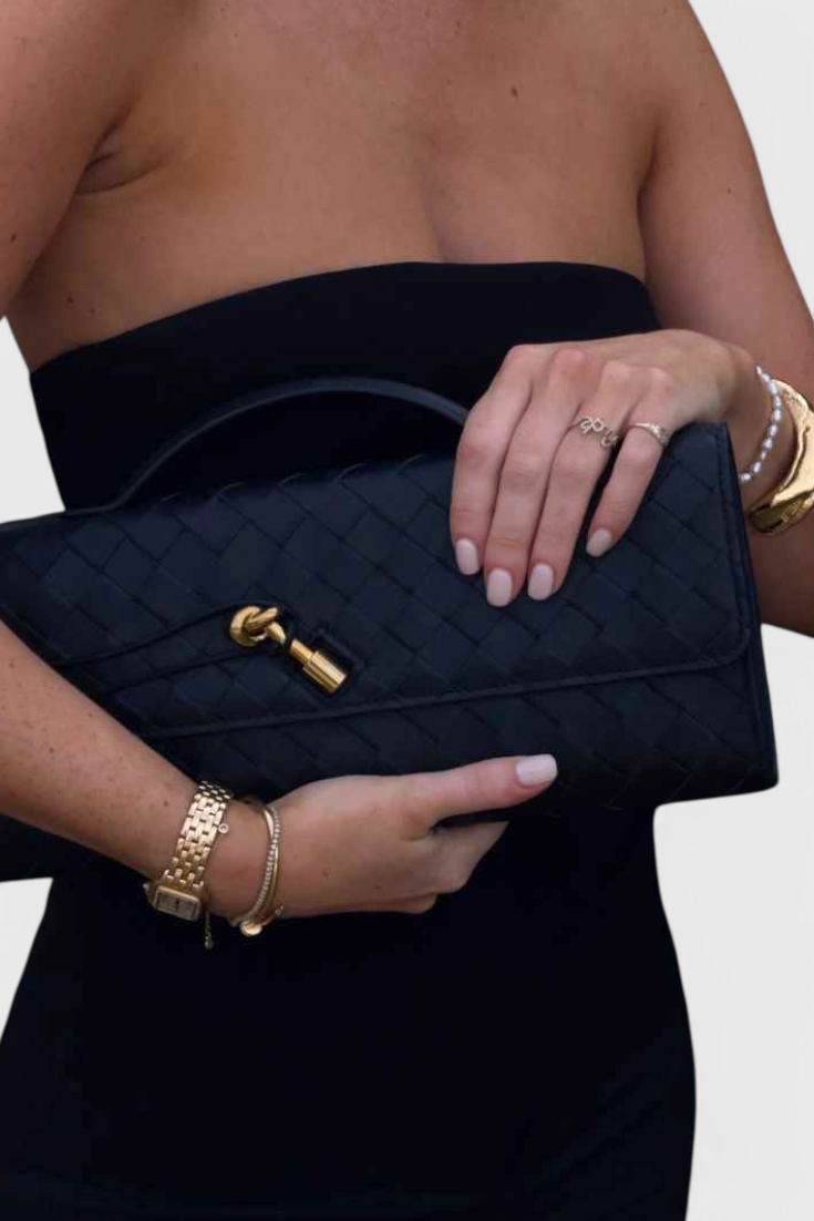 Melania - Bolso Clutch con Nudo Dorado