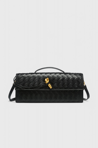 Melania bolso clutch con nudo dorado negro