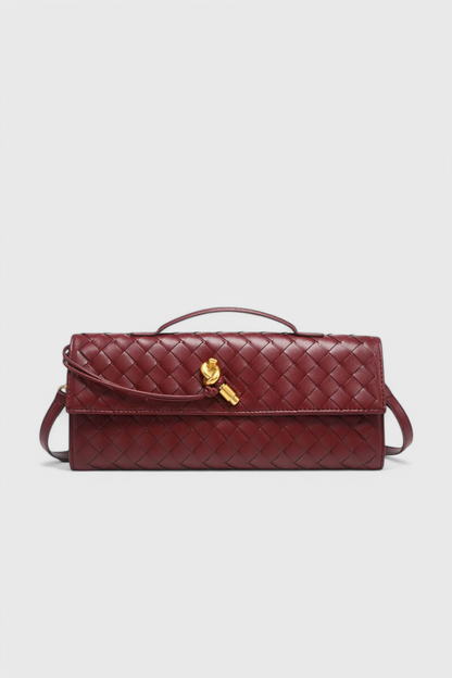 Melania bolso clutch con nudo dorado burdeos