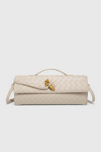 Melania bolso clutch con nudo dorado crudo