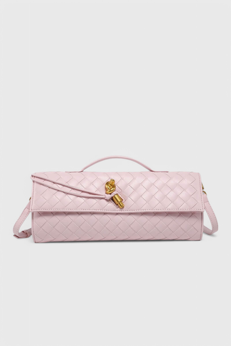 Melania bolso clutch con nudo dorado rosa