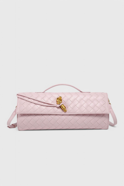Melania bolso clutch con nudo dorado rosa