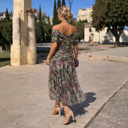 Vestido Micaela estampado verde, vista de espalda