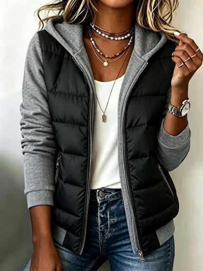 Nina chaqueta acolchada bicolor negro y gris