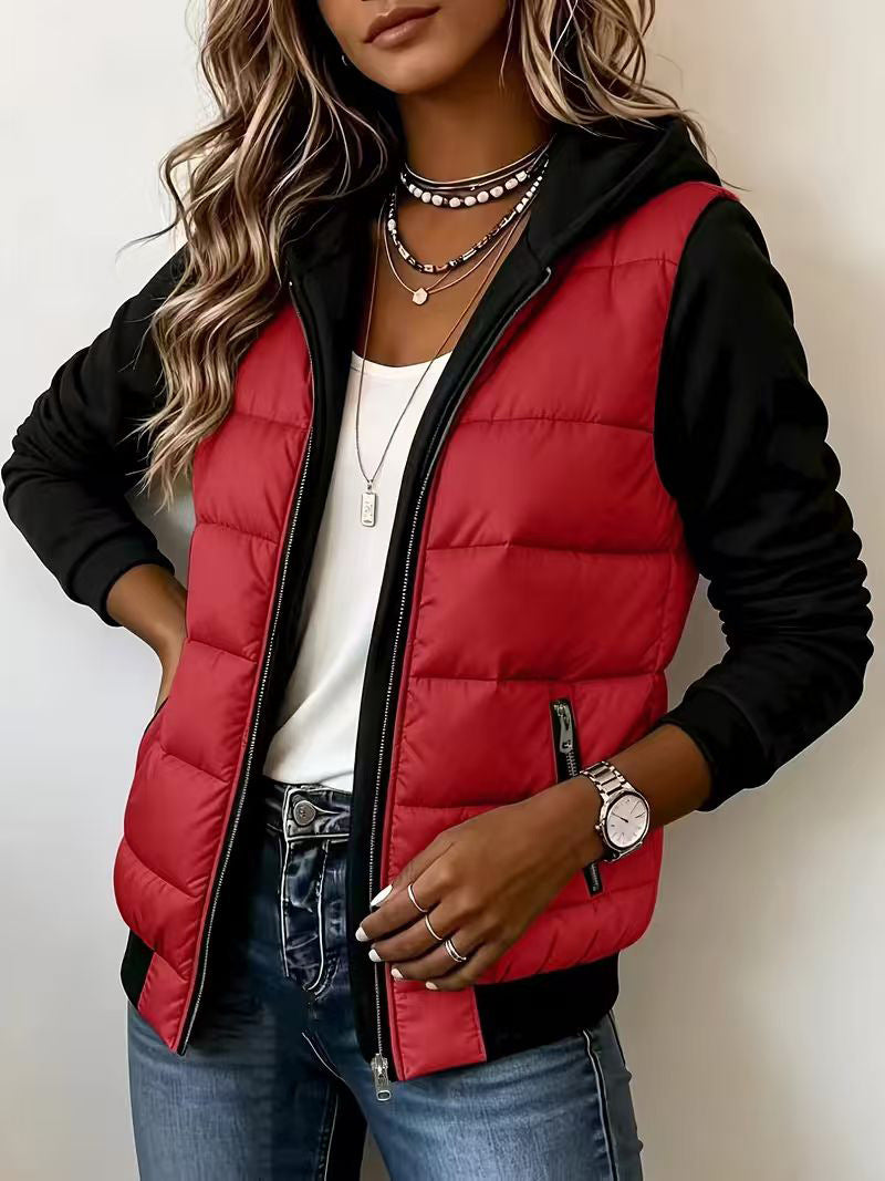 Nina chaqueta acolchada bicolor rojo y negro