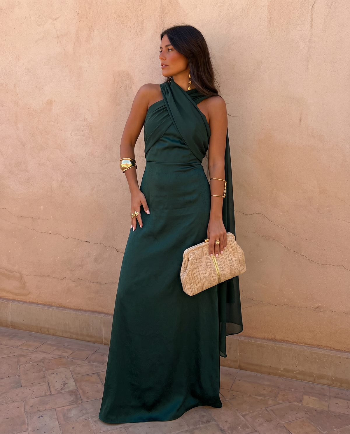 Vestido Noa verde, vista de cuerpo entero
