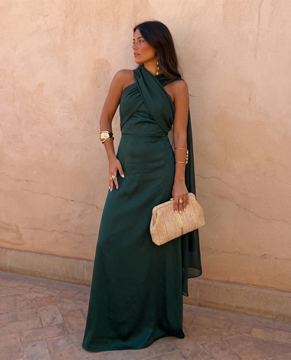 Vestido Noa verde, vista de cuerpo entero