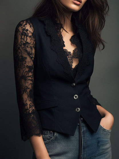 Blazer Noelia negro con vaqueros