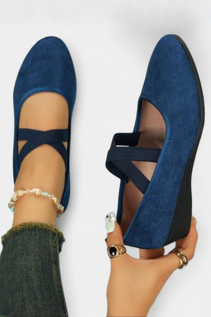 Pilar bailarinas azules con tiras cruzadas