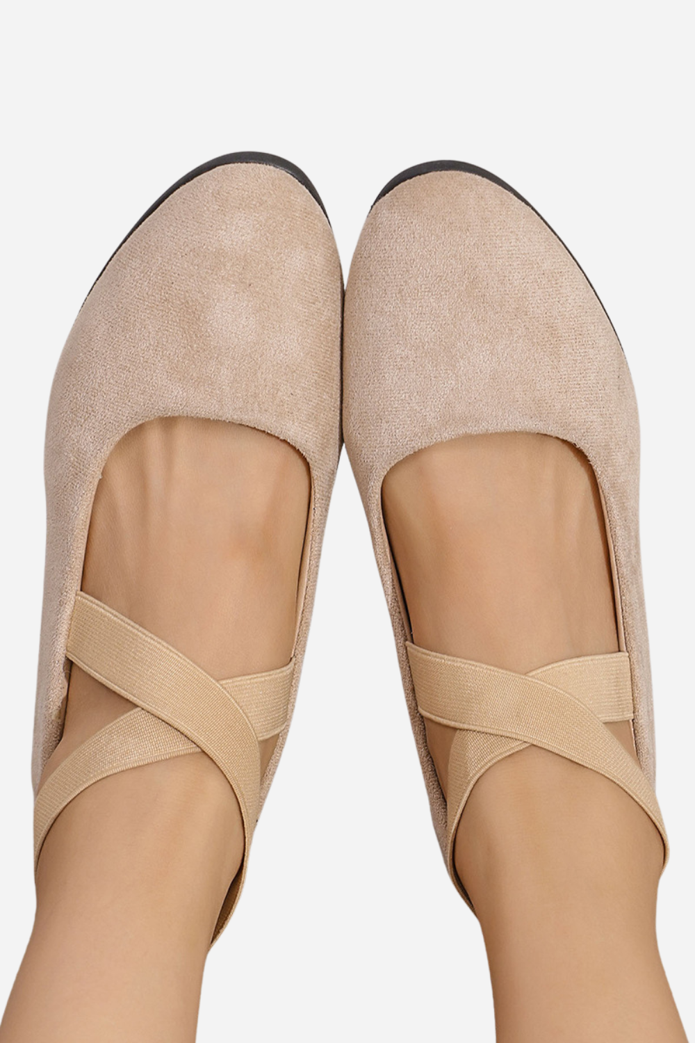 Pilar bailarinas beige con tiras cruzadas