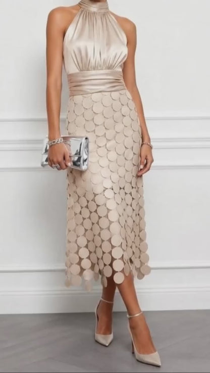 Carlota | Vestido Midi Halter para Ceremonias